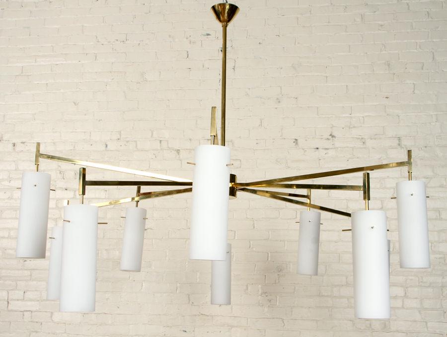 ITALIAN TEN ARM BRASS CHANDELIER MODERNIST TASTE (1 of 6)