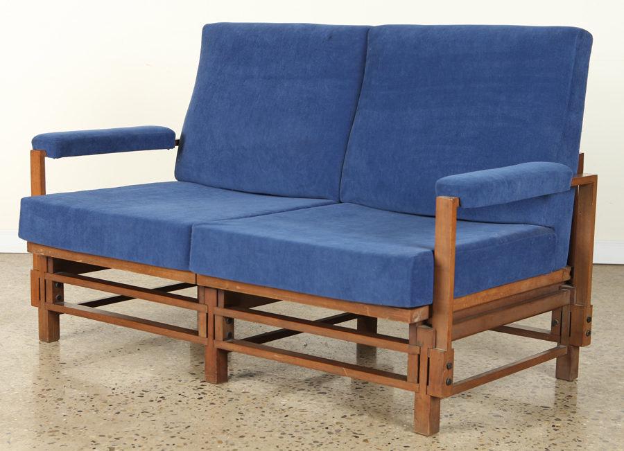 LABELED ISA ITALIAN OPEN ARM SETTEE CIRCA 1960 (1 of 7)