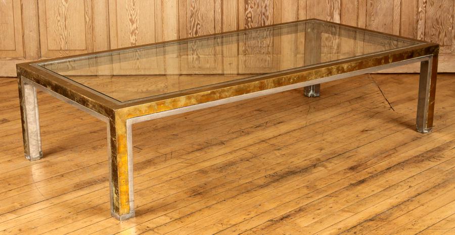 BRASS CHROME COFFEE TABLE ATTR. TO WILLY RIZZO (1 of 4)