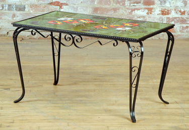 For Auction French Wrought Iron Coffee Table Tile Top Fl French Wrought Iron Coffee Table Tile