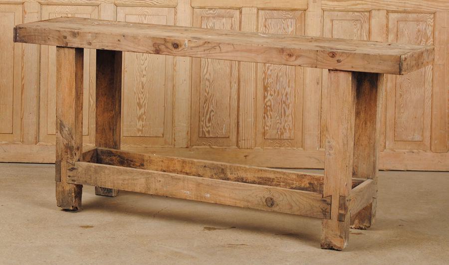 FRENCH WORKSHOP TABLE CIRCA 1940: A French workshop table circa 1940. Ht: 32" Wd: 70" Dpth: 17.5"
