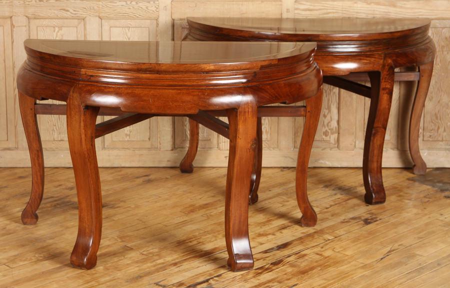 PAIR ASIAN STYLE MAHOGANY CONSOLE TABLES C. 1920 (1 of 6)
