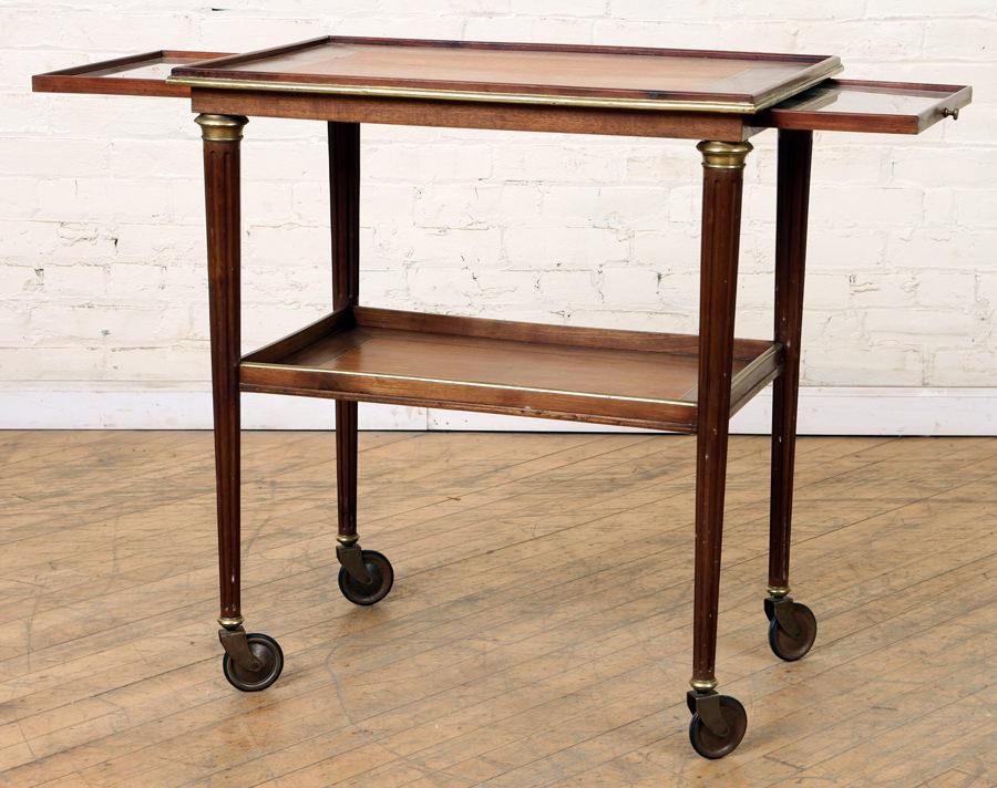DIRECTOIRE STYLE MAHOGANY & BRONZE BAR CART (1 of 6)