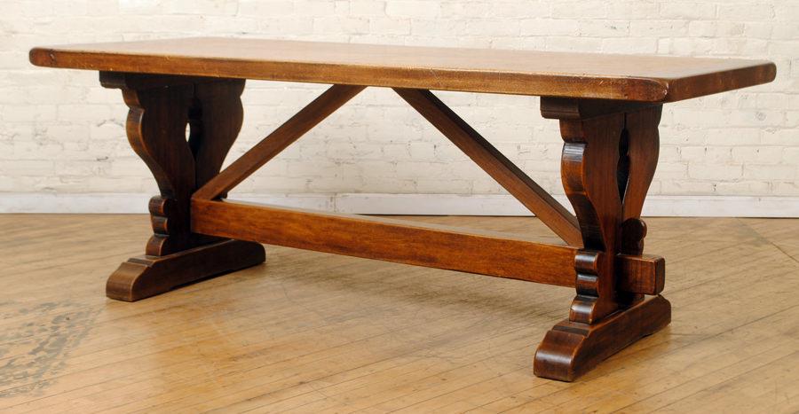FRENCH ARTS & CRAFTS PLANK TOP TABLE C. 1930 (1 of 6)