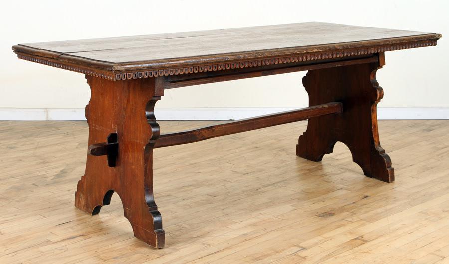 19TH C. CONTINENTAL MIXED WOOD TRESTLE TABLE (1 of 7)