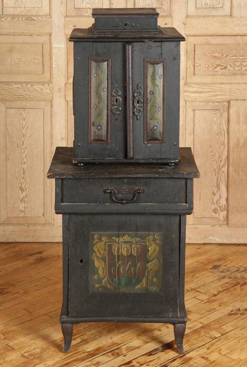 19TH C. FOLK ART PAINTED CABINET ON STAND (1 of 7)