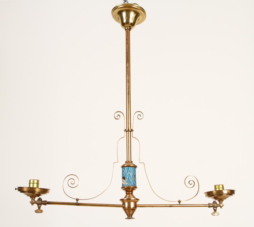 BRASS AESTHETIC MOVEMENT CHANDELIER LONGWY CENTER (1 of 6)