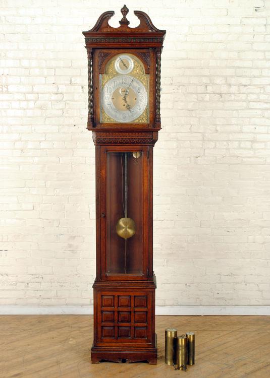 OAK AMERICAN VICTORIAN TALL CASE CLOCK C.1890 (1 of 9)