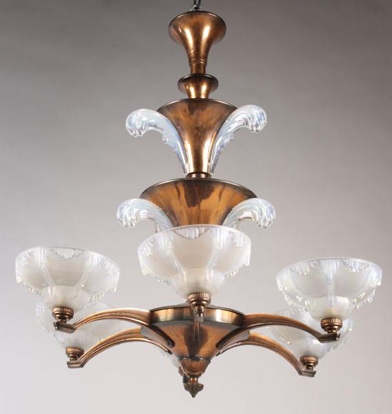 ART DECO COPPER CHANDELIER 6 ARMS (1 of 6)