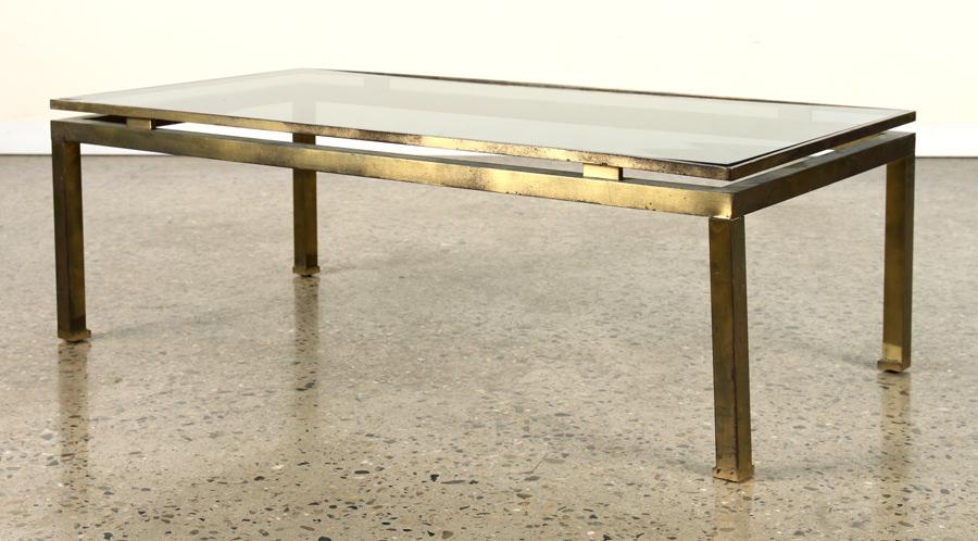 FRENCH BRONZE GLASS COFFEE TABLE C.1970 (1 of 4)