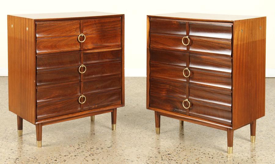 PAIR MID CENTURY MODERN MAHOGANY CABINETS C.1960 (1 of 6)