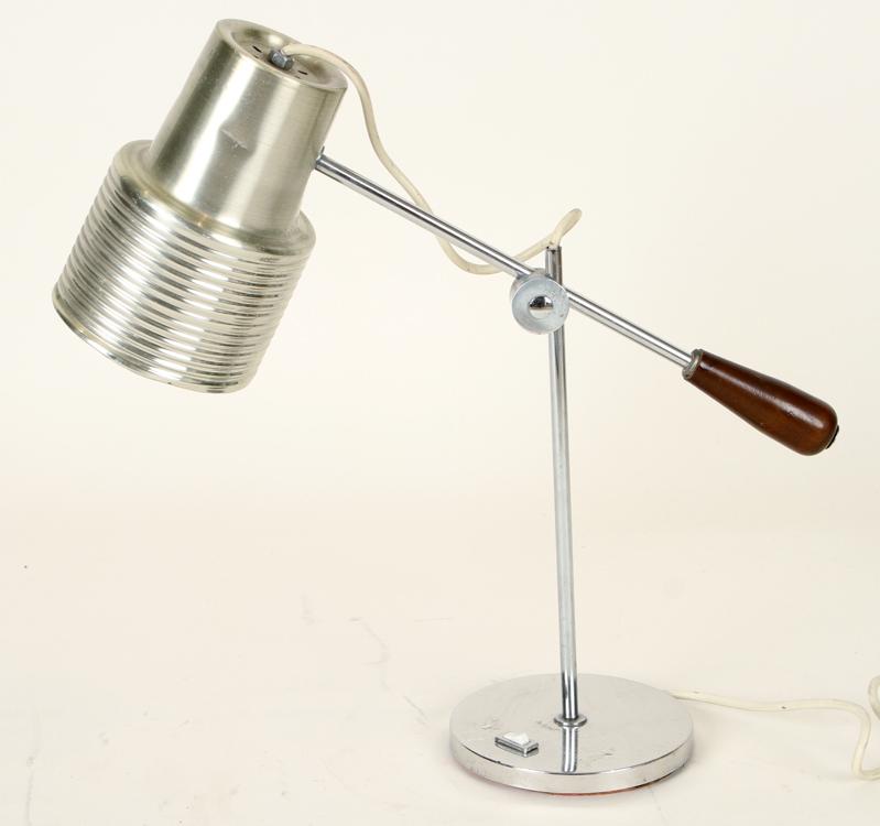 POLISHED CHROME AND WOOD TABLE LAMP C.1960 (1 of 5)