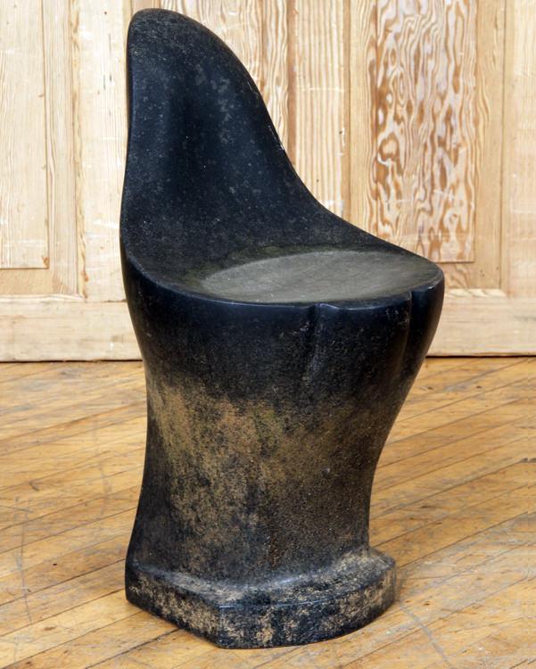 CARVED MARBLE GARDEN STOOL: A carved marble garden stool. Ht: 23.5" Wd: 12" Dpth: 16"