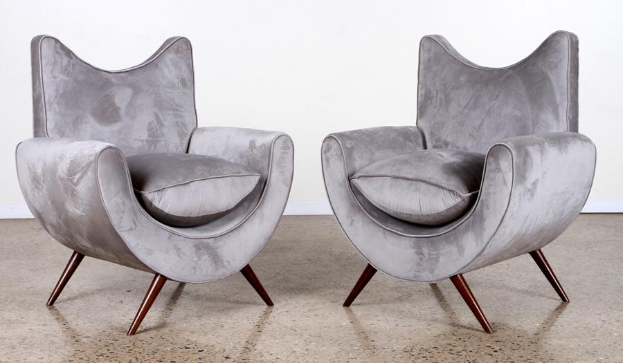 Pair Of Jean Royere Grand Oeuf egg Lounge Chairs