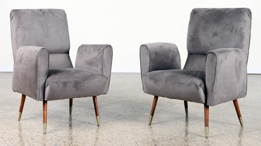PAIR MID CENTURY MODERN ITALIAN LOUNGE CHAIRS (1 of 6)