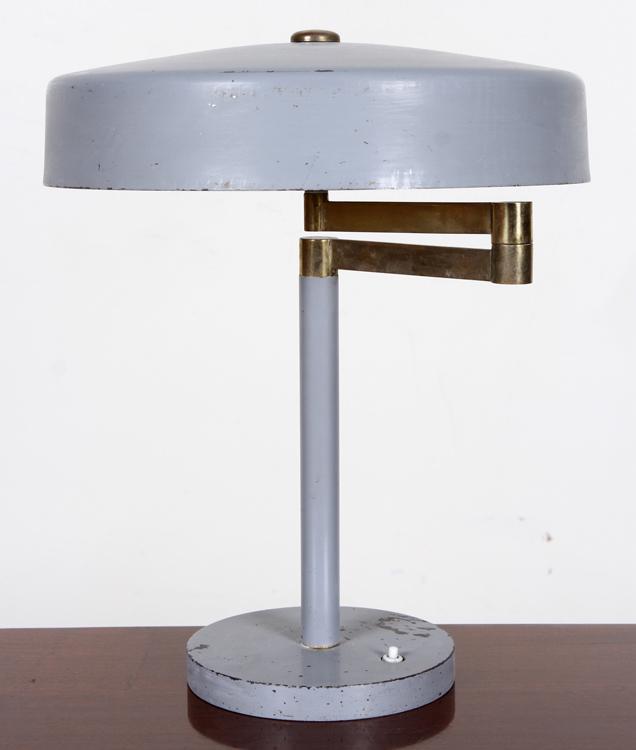 IRON & BRASS ITALIAN TABLE LAMP ADJUSTABLE SHADE (1 of 5)