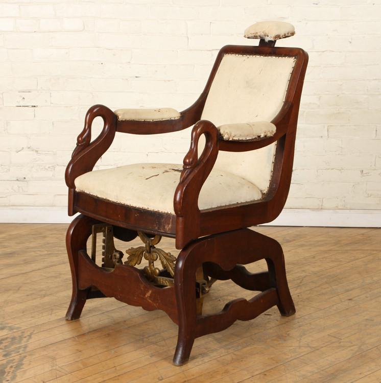 19TH C. WALNUT SWAN CARVED DENTAL CHAIR (1 of 9)