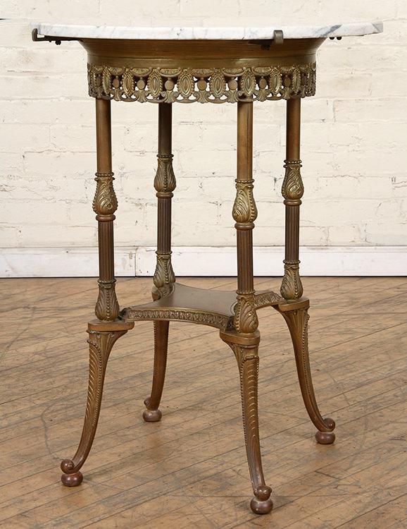 NEOCLASSICAL STYLE BRONZE MARBLE TOP GUERIDON (1 of 6)