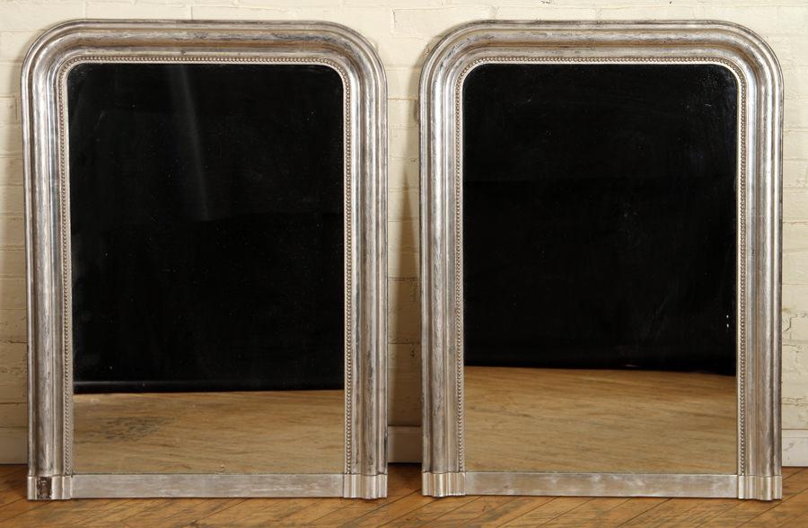 PAIR SILVER GILT LOUIS PHILIPPE STYLE MIRRORS (1 of 6)