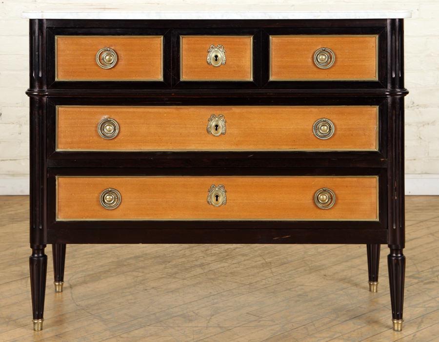 LOUIS XVI STYLE MARBLE TOP MAHOGANY COMMODE 1890 (1 of 6)