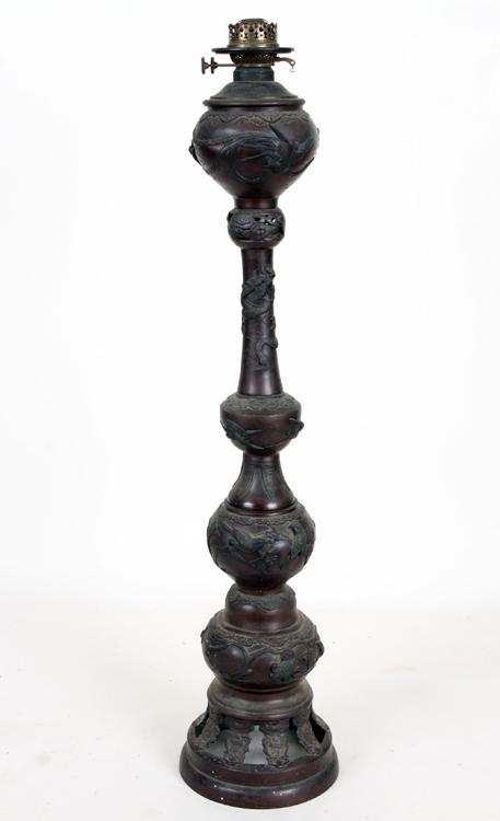 19TH C ASIAN BRONZE BANQUET LAMP (1 of 7)