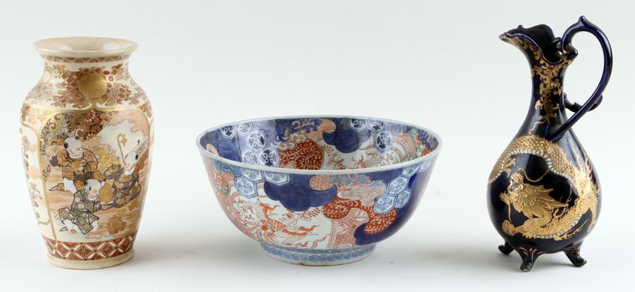 SET 3 PAINTED PORCELAIN ASIAN DECORATIVE ARTS (1 of 7)