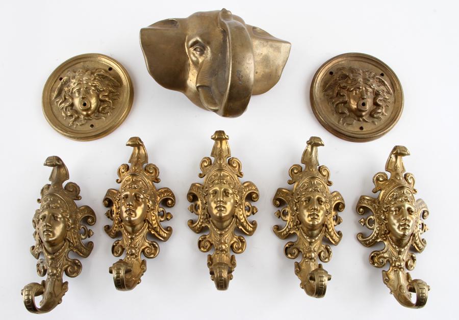 EIGHT CAST BRONZE AND BRASS FURNITURE MOUNTS (1 of 6)