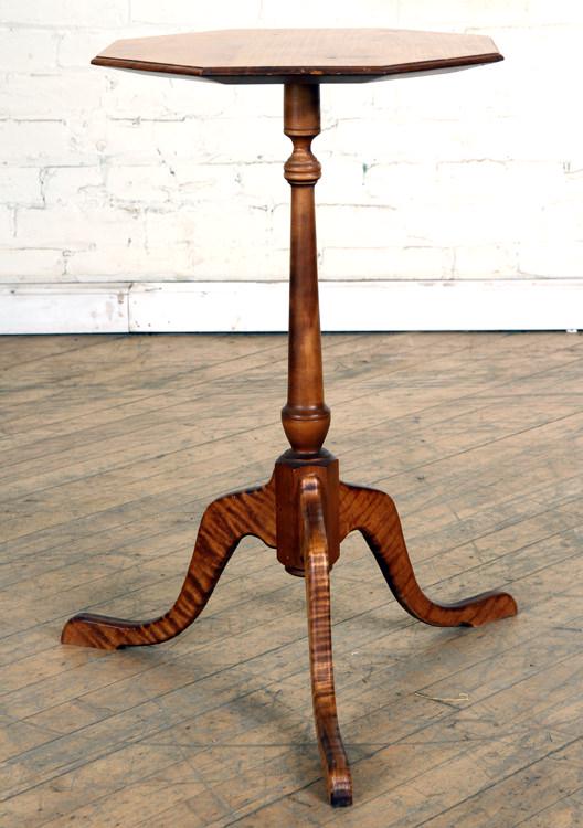 TIGER MAPLE CANDLE STAND LABELED MICHAEL CAMP (1 of 4)