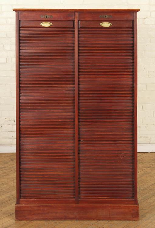 MAHOGANY DOUBLE TAMBOUR FILE CABINET C.1900 (1 of 6)