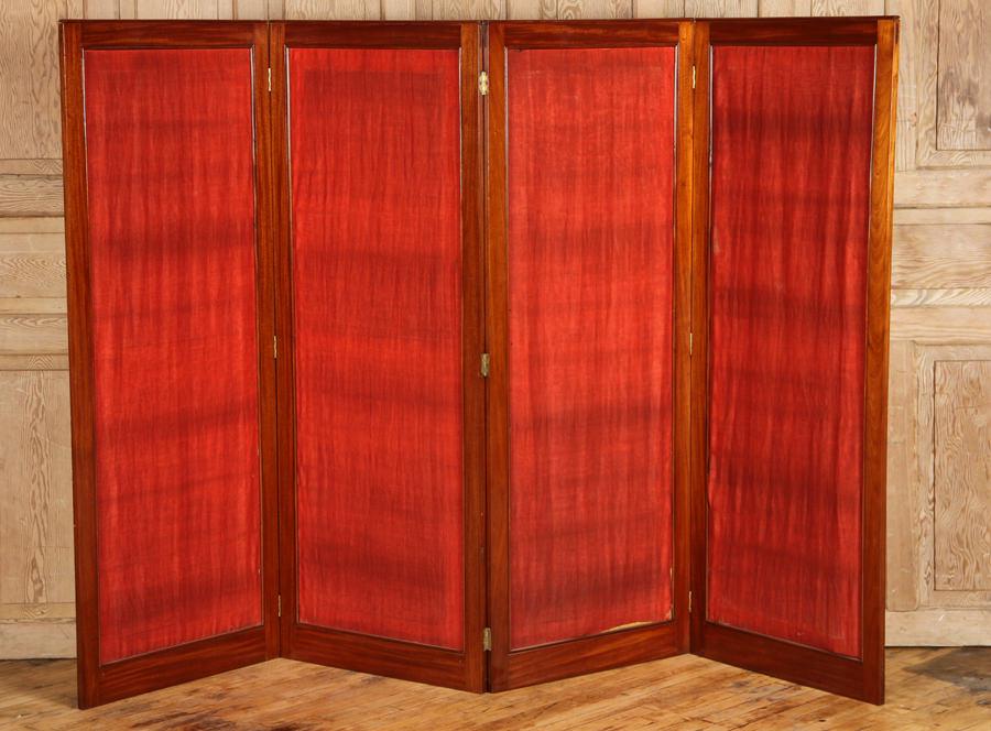 19TH C. ENGLISH MAHOGANY FOUR FOLD SCREEN (1 of 5)