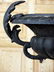 LARGE CAST IRON GARDEN URN WITH FOLIATE HANDLES - 5