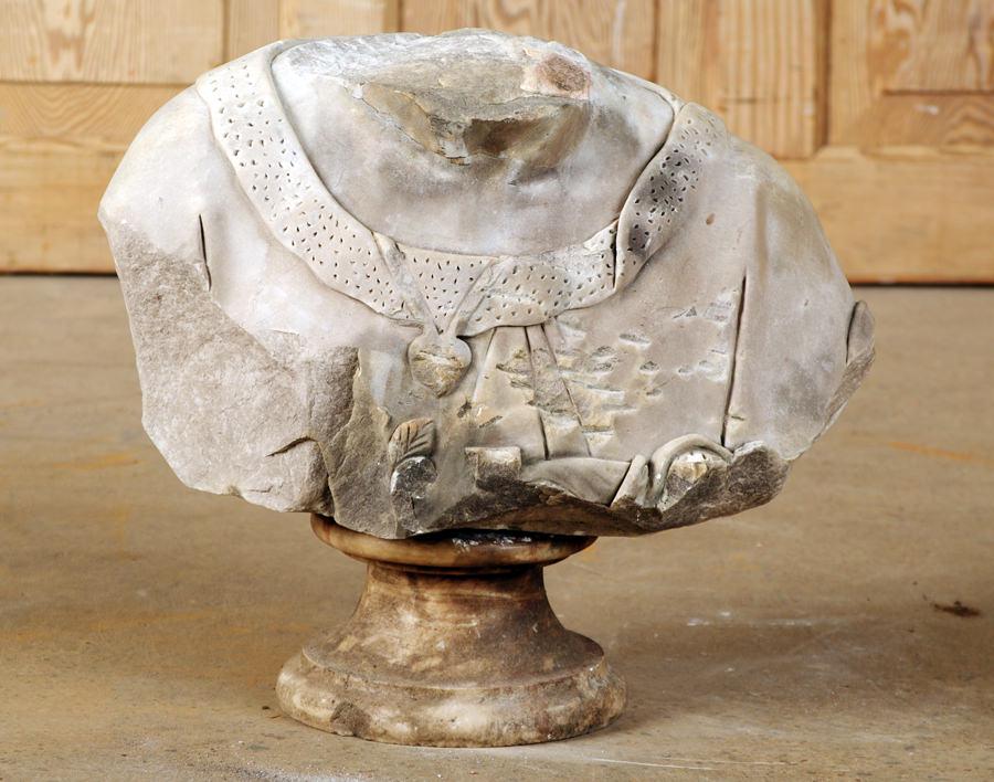 CARVED MARBLE ROMAN STYLE TORSO BUST (1 of 5)