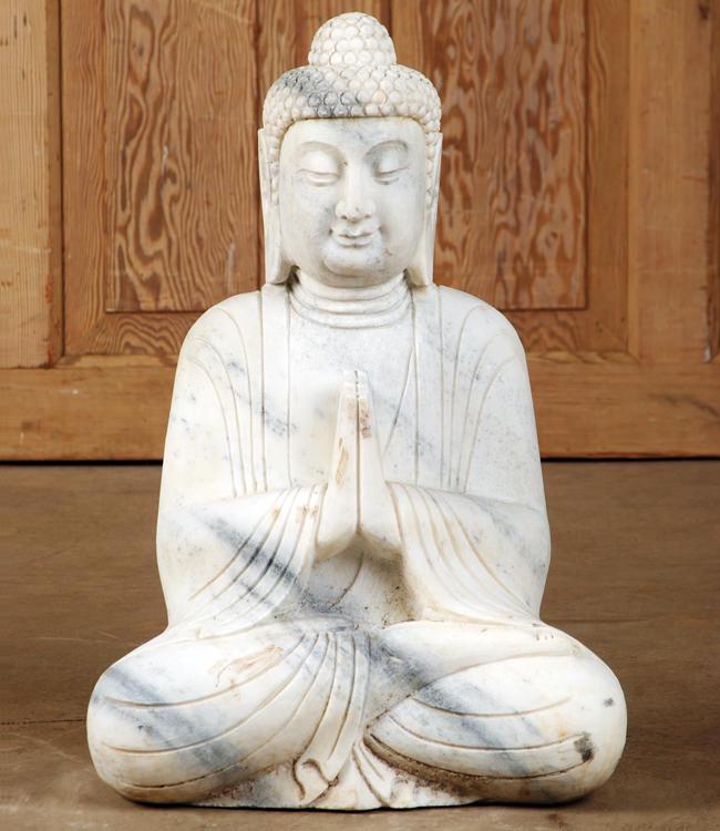 CARVED MARBLE GARDEN STATUE OF BUDDHA (1 of 4)