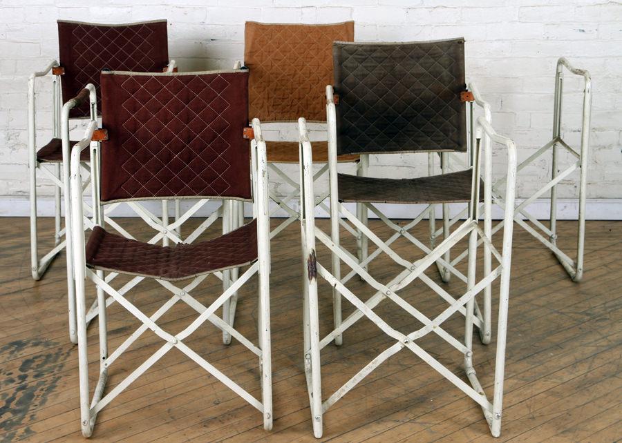 SET 7 FRENCH UPHOLSTERED METAL GARDEN CHAIRS (1 of 7)