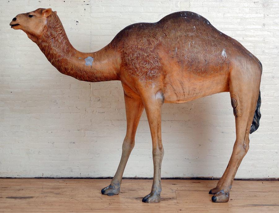 PAINTED FIBERGLASS CAMEL GARDEN STATUE (1 of 6)