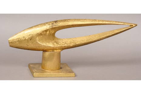 SCULPTURE MODERN ART RAYMOND GRANVILLE BARGER: Raymond Granville Barger (American, 1906-2001), sculpture in cast and hand finished bronze signed on base. Copyright USA 204. Ht: 7 Width: 16.5" Depth: 5" ***PLEASE NOTE: All property shall be paid fo