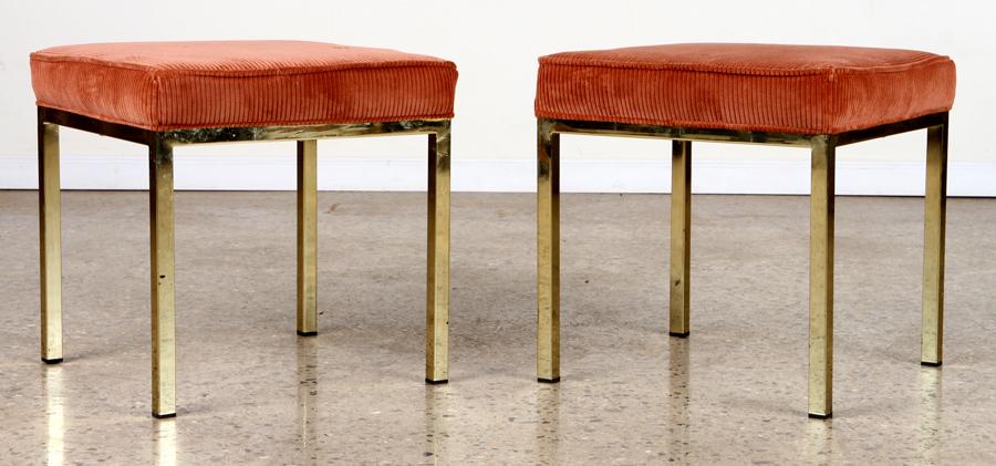 PAIR MILO BAUGHMAN STYLE STOOLS OR OTTOMANS C1970 (1 of 5)