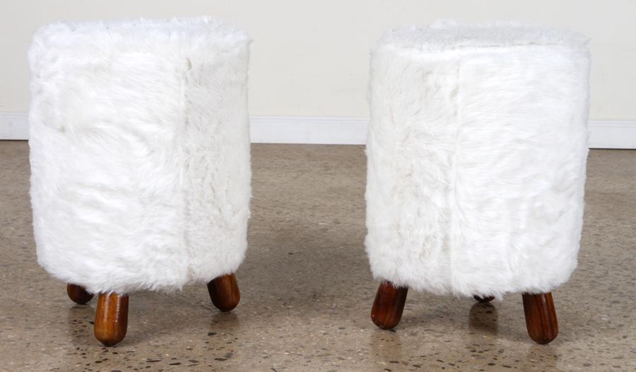 PAIR UPHOLSTERED FOOT STOOLS MANNER JEAN ROYERE (1 of 4)