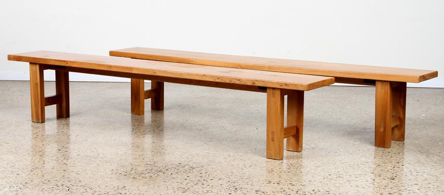 PAIR ELM BENCHES MANNER OF PIERRE CHAPO (1 of 6)