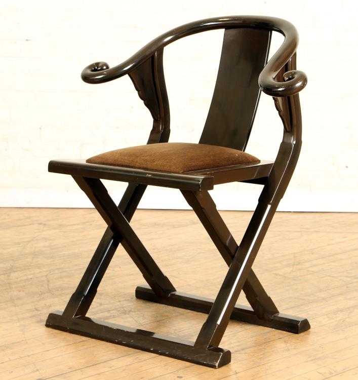 BENTWOOD ARMCHAIR WISHBONE BACK MANNER JAMES MONT: A bentwood arm chair having wishbone back in the manner of James Mont. Ht: 34" Wd: 30.25" Dpth: 23.25" Seat: 20.5"