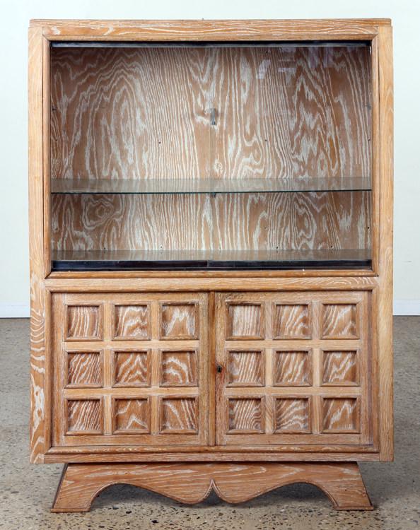 FRENCH CERUSED OAK CABINET SLIDING DOORS C.1940 (1 of 7)