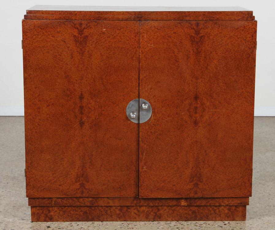FRENCH ART DECO STYLE AMBOYNA BAR CABINET (1 of 6)