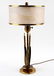 PAIR BRASS TABLE LAMPS CYLINDER FORM SHADES 1970 - 2