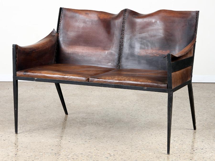 LEATHER & IRON JEAN MICHEL FRANK STYLE BENCH (1 of 8)