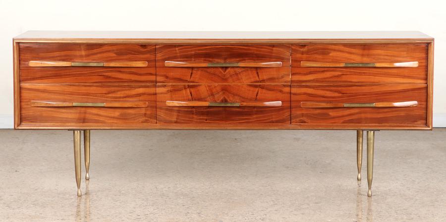 MID CENTURY MODERN WALNUT BRASS DRESSER C.1960 (1 of 6)