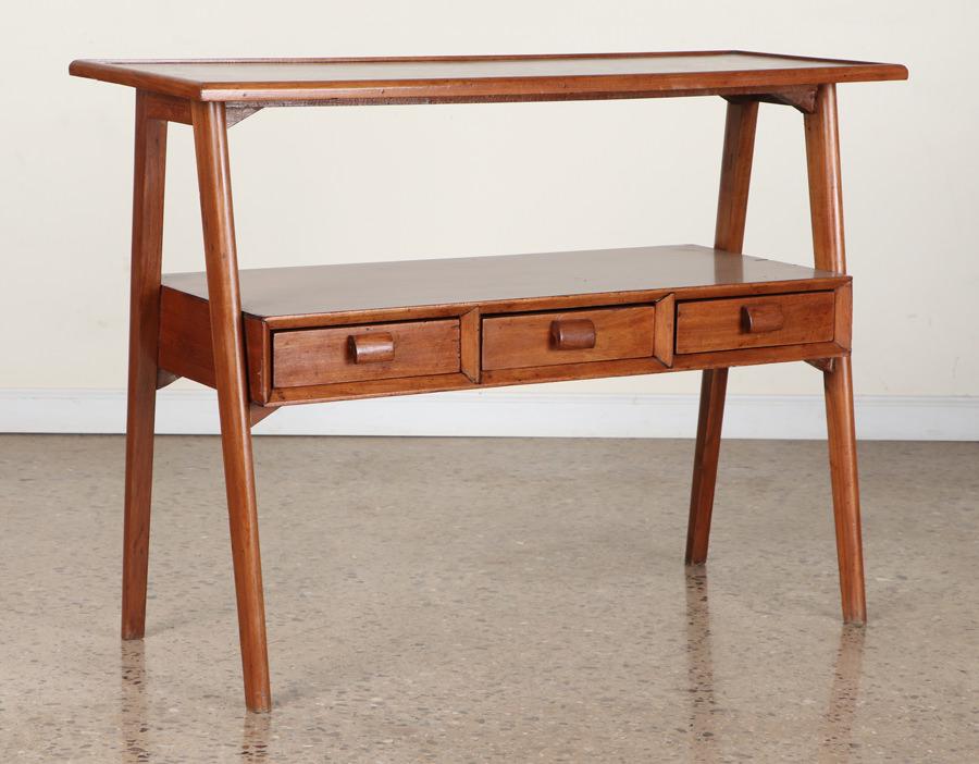 MID CENTURY MODERN WALNUT 2-TIER CONSOLE TABLE (1 of 5)