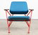 PAIR RED IRON LOUNGE CHAIRS W/ TEAL UPHOLSTERY - 2