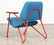 PAIR RED IRON LOUNGE CHAIRS W/ TEAL UPHOLSTERY - 5