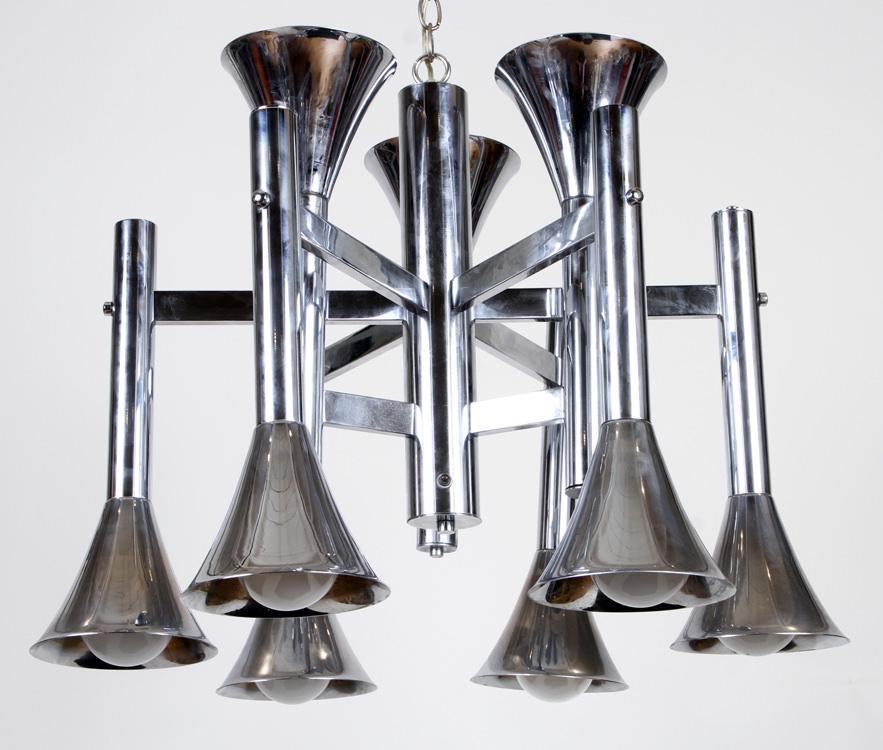 MID CENTURY MODERN POLISHED CHROME CHANDELIER (1 of 6)