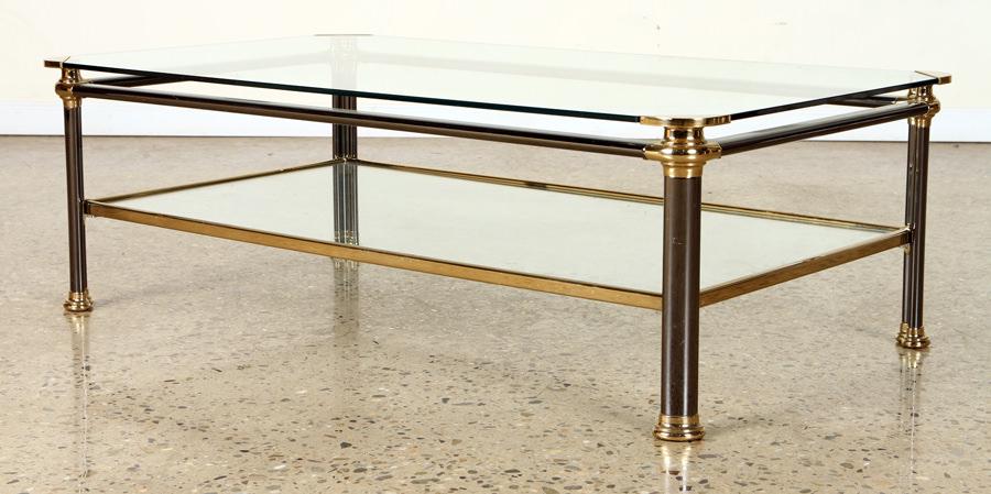 CHROME BRASS COFFEE TABLE GLASS TOP C.1980 (1 of 5)